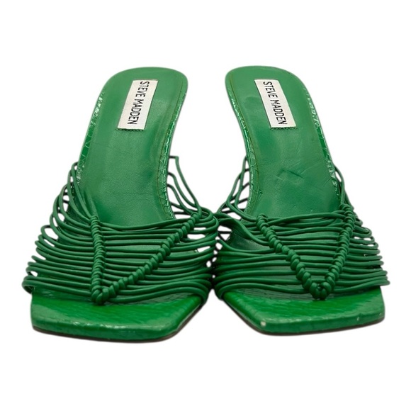 STEVE MADDEN Women's Green Bonds Cage Square Toe Stiletto Heel Mule Sandal Size9 - Picture 3 of 9